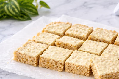Peanut Butter White Choc Soy Crisp Slice