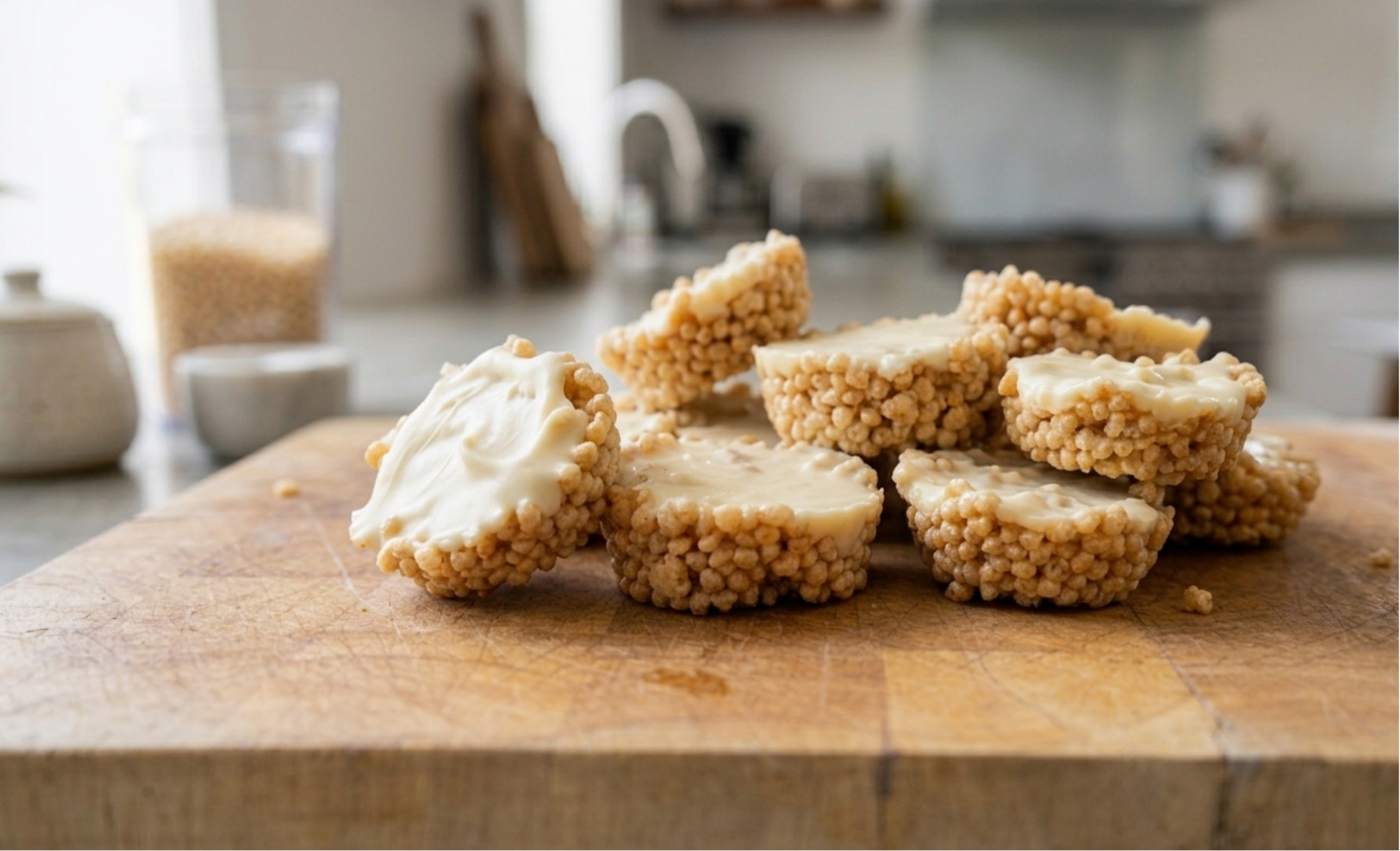 Biscoff White Chocolate Protein Soy Crispy Cups