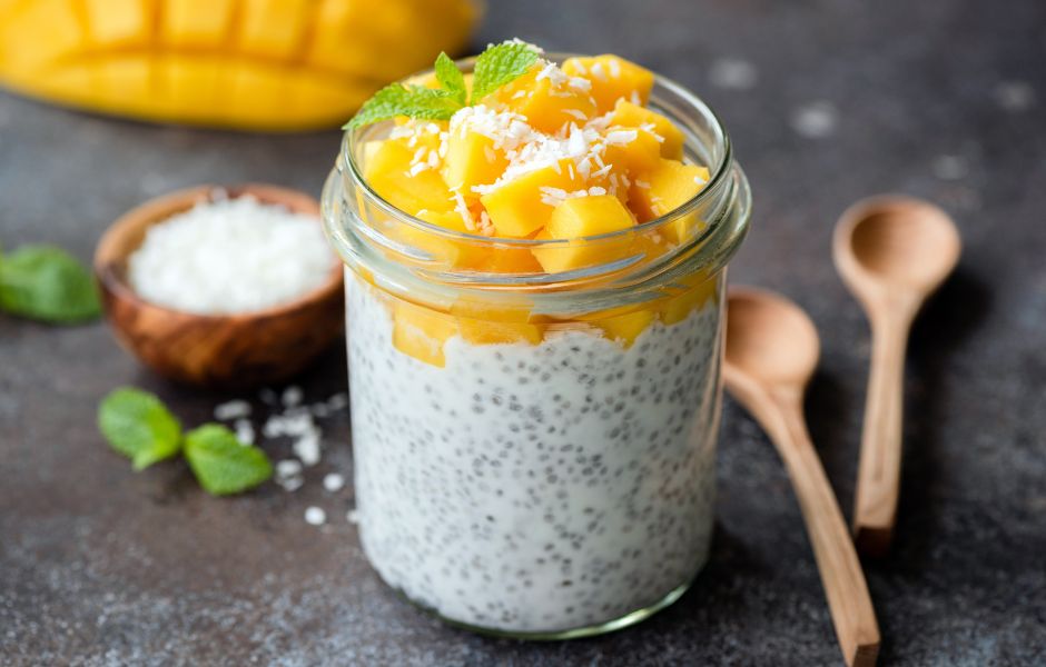 Coconut Peaches Chia Pudding