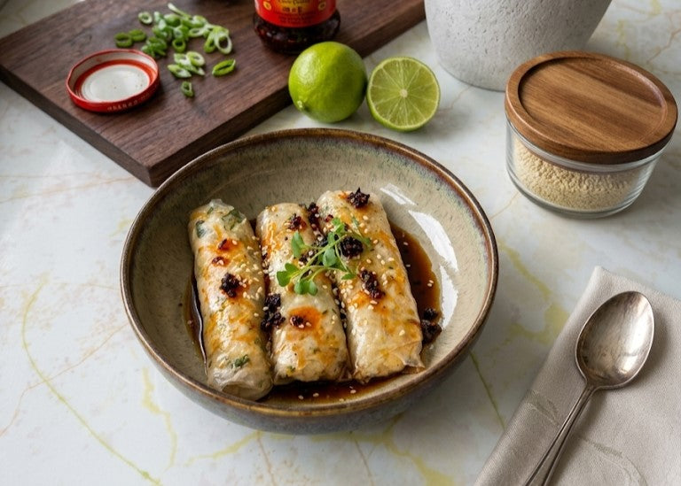 Steamed Chicken & Veg Rice Paper Rolls