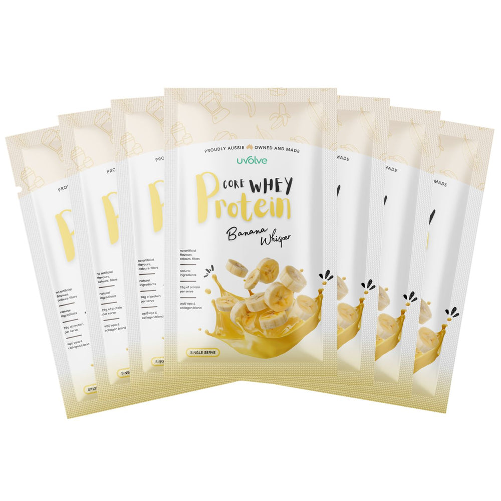 GrabNgo Core Whey Protein | Banana Whisper Sachets - 7pk by Uvolve